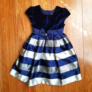 Jona Michelle Dark Blue Velvet top Holiday Party Dress Size 4T